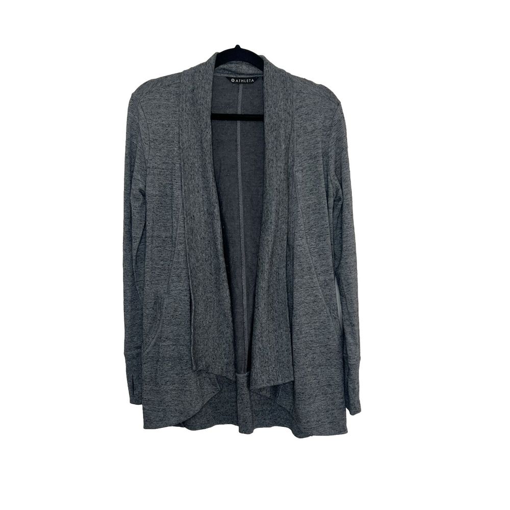 Athleta Cardigan Women's XS Grey Open Front Sweater Activewear Athleisure